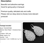 Pave set Austrian Crystals Bridal, Evening Wear Silver Plated Stud Leverback Earrings - BELLADONNA