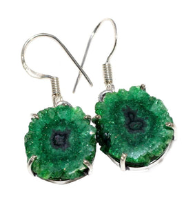 Handmade Emerald Green Solar Quartz Gemstone Earrings - BELLADONNA