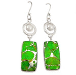 14.72 ct Natural Copper Green Turquoise,Pearl Earrings Solid .925 Sterling Silver - BELLADONNA