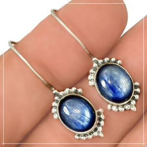 Natural Blue Kyanite Gemstone Solid .925 Sterling Silver Earrings - BELLADONNA