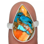 Natural Spiny Oyster South Western Arizona Turquoise Solid .925 Sterling Silver Ring size US 7 - BELLADONNA