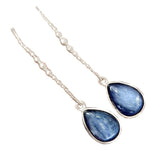Natural Blue Kyanite Gemstone Solid .925 Sterling Silver Earrings - BELLADONNA
