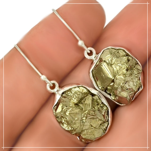 Peruvian Natural Golden Pyrite Nugget Solid .925 Sterling Silver Earrings - BELLADONNA