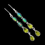 Natural Peridot, Green Fire Opal Gemstone Solid .925 Sterling Silver Earrings - BELLADONNA
