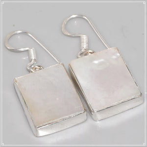 Natural Mother of Pearl Rectangle Shape. 925 Silver Earrings - BELLADONNA