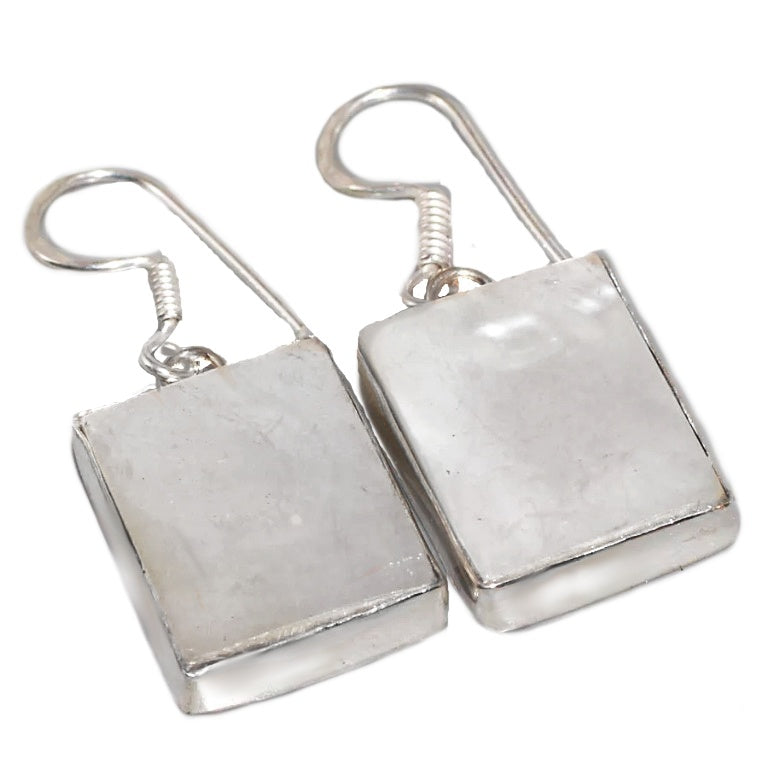 Natural Mother of Pearl Rectangle Shape. 925 Silver Earrings - BELLADONNA