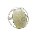 Natural Fossil Coral Gemstone .925 Sterling Silver Ring Size 8 or Q - BELLADONNA