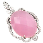 13.29 ct Pink Chalcedony, White Topaz Pendant Solid.925 Sterling Silver - BELLADONNA