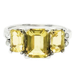 Deluxe Natural Unheated Citrine, White Topaz Solid .925 Silver Ring Size US 7 or O - BELLADONNA