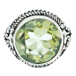 Natural Green Amethyst Gemstone .Solid 925 Silver Ring Size 8 or Q - BELLADONNA
