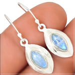 Natural Rainbow Moonstone Round Gemstone Solid .925 Sterling Silver Earrings - BELLADONNA