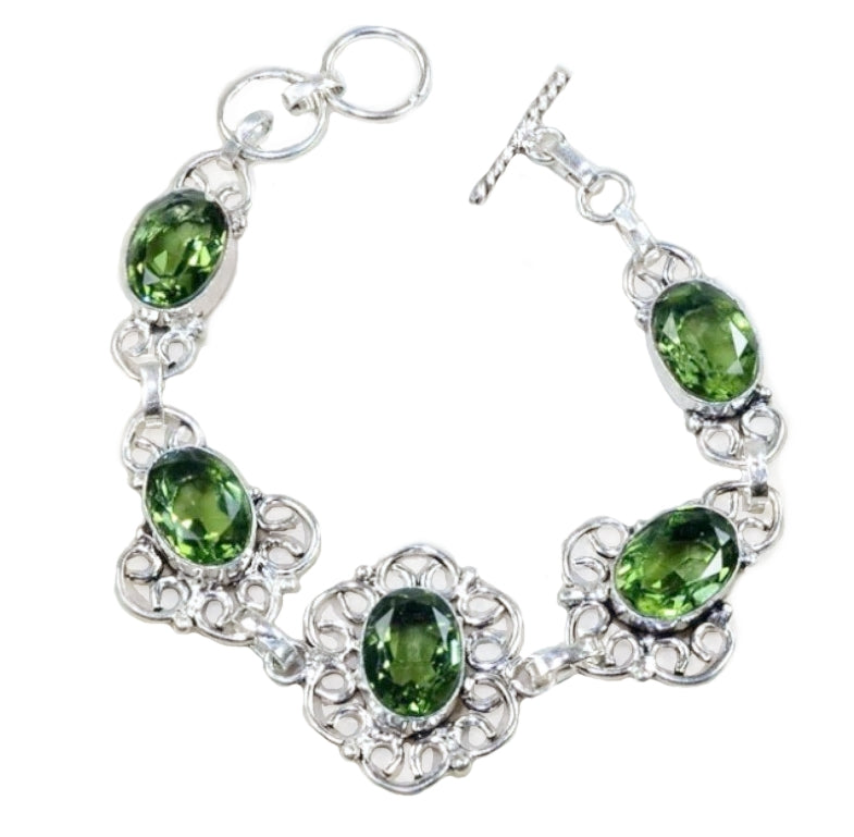 Soft Green Amethyst Gemstone .925 Silver Bracelet - BELLADONNA