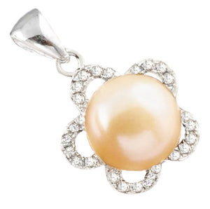 Natural Creamy Pink Pearl White Topaz Solid 925 Sterling Silver Pendant - BELLADONNA