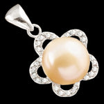 Natural Creamy Pink Pearl White Topaz Solid 925 Sterling Silver Pendant - BELLADONNA