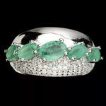 22.2 Cts Natural Brazilian Emerald and White Cubic Zirconia Solid .925 Silver Size 7 - BELLADONNA
