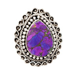 Natural Purple Copper Turquoise & Solid .925  Silver Ring Size 7 - BELLADONNA