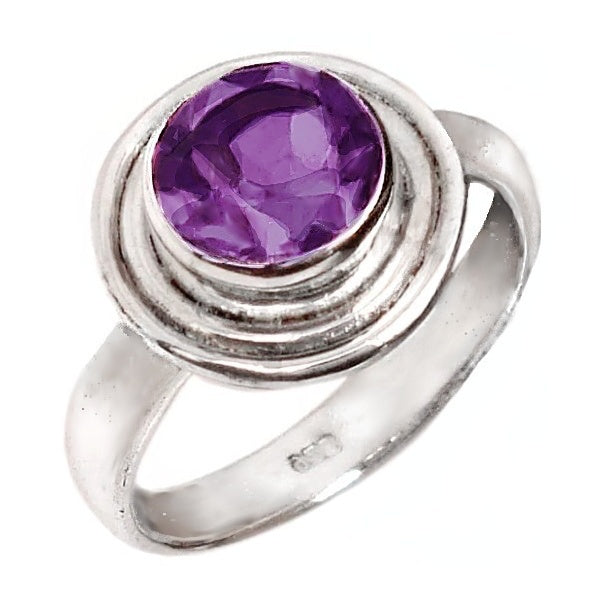 Natural Purple Amethyst set in Solid .925 Silver Ring Size US 7.5 - BELLADONNA