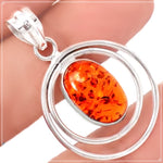 Natural Baltic Amber  In Solid .925 Silver Pendant - BELLADONNA
