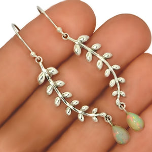 Natural Ethiopian Fire Opal Gemstone Solid .925 Sterling Silver Earrings - BELLADONNA