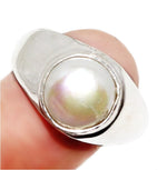 Classic White Pearl .925 Silver Ring Size US 8.5 - BELLADONNA