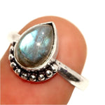 Natural Luminescent Labradorite Gemstone.925 Silver Ring Size US 7.5- BELLADONNA