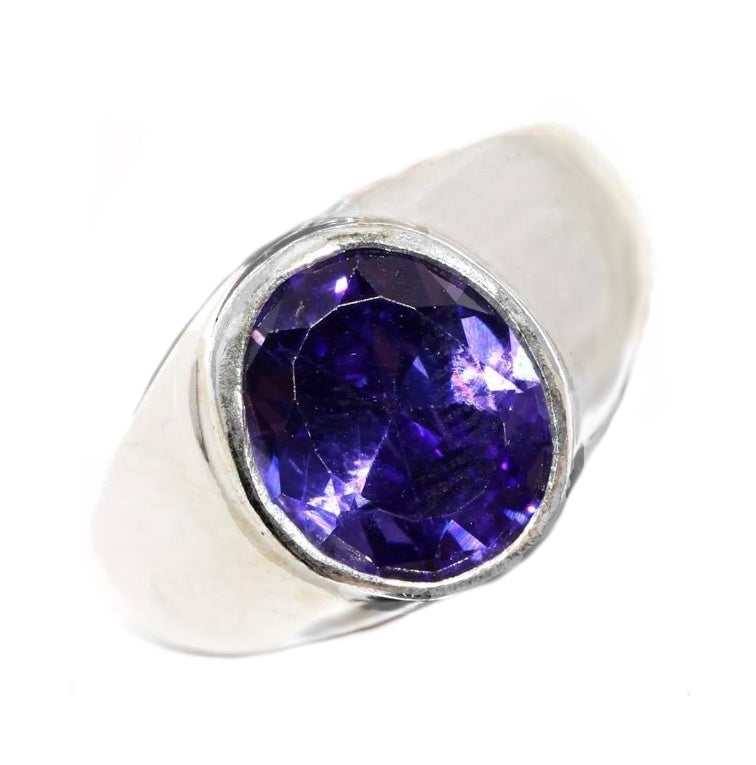 Purple Amethyst 925 Silver Ring Size US 10 / T1/2 - BELLADONNA