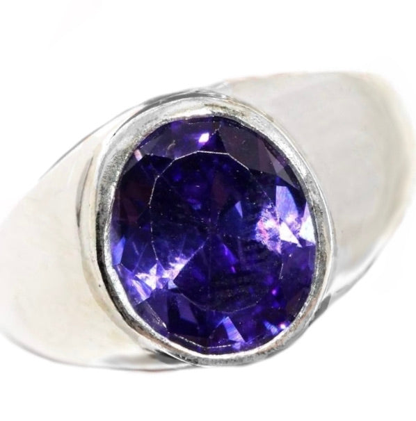 Purple Amethyst 925 Silver Ring Size US 10  or T 1/2 - BELLADONNA