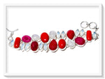 Breathtaking Red Coral,Ruby, Rainbow Moonstone, Opalite Gemstone .925 Silver Bracelet - BELLADONNA