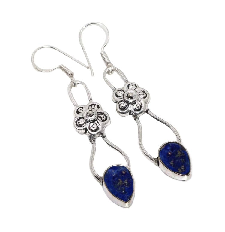 Natural Lapis Lazuli Gemstone .925 Silver Earrings - BELLADONNA