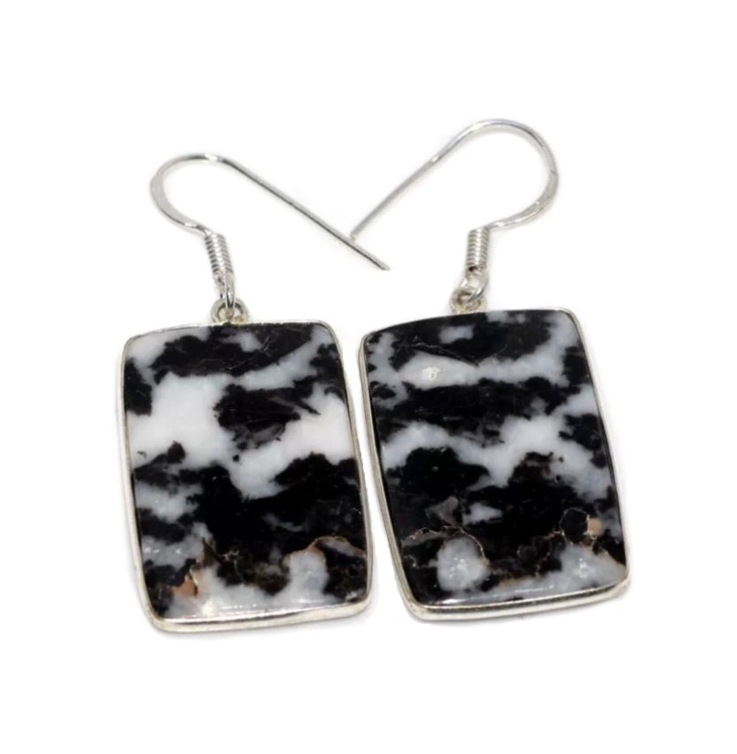 Natural White Buffalo Turquoise .925 Silver Earrings - BELLADONNA