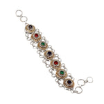 Turkish Faceted Ruby,Emerald, Sapphire Zirconia Gemstone Silver, Brass Bracelet - BELLADONNA