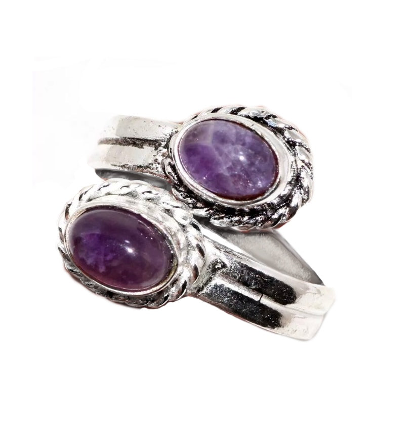 Enchanting Purple Amethyst 925 Silver Ring Adjustable Size - BELLADONNA