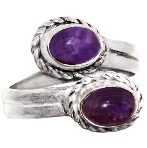 Enchanting Purple Amethyst 925 Silver Ring Adjustable Size - BELLADONNA