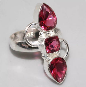 Handmade Ruby Quartz .925 Sterling Silver Ring Size US 8.5 - BELLADONNA