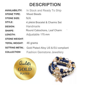 Women's Trendy 4 Piece Bracelet and Charms Set - BELLADONNA