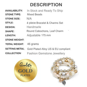 Women's Trendy 4 Piece Bracelet and Charms Set - BELLADONNA