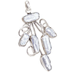 Natural Biwa Pearl Gemstone . 925 Sterling Silver Pendant - BELLADONNA