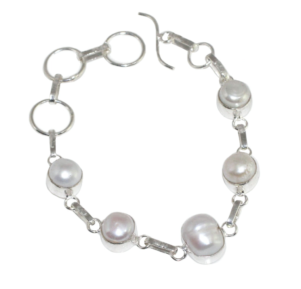 Handmade Biwa Pearl . 925 Sterling Silver Bracelet - BELLADONNA