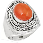 4.10 cts Natural Carnelian Solid .925 Sterling Silver Ring Size US 8 - BELLADONNA