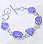 Handmade Lavender Mosaic Jasper Gemstone .925 Sterling Silver Bracelet - BELLADONNA