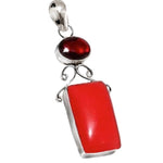 Red Coral, Garnet Gemstone .925 Silver Pendant - BELLADONNA