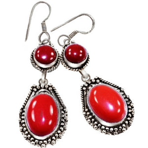Simply Gorgeous Red Coral .925 Silver Handmade Earrings - BELLADONNA