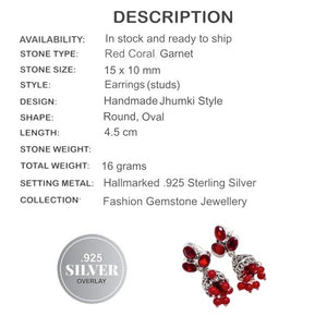 Handmade  (Jhumki) Gemstone Silver Stud Earrings - BELLADONNA