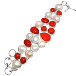 Breathtaking Red Coral Gemstone .925 Silver Bracelet - BELLADONNA