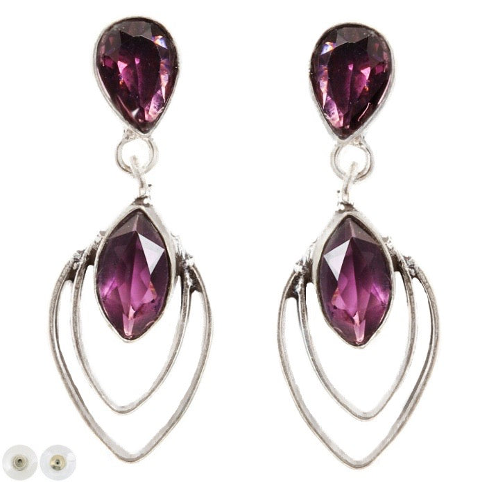 Modern Purple Amethyst Oval .925 Silver Stud Earrings - BELLADONNA