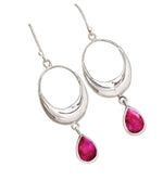 Natural Indian Ruby Pears Gemstone Solid .925 Sterling Silver Earrings - BELLADONNA