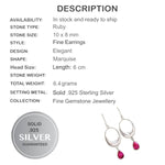 Natural Indian Ruby Pears Gemstone Solid .925 Sterling Silver Earrings - BELLADONNA