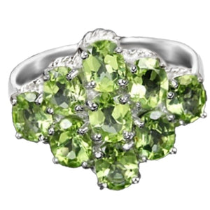 Deluxe Natural Peridot Gemstone Solid .925 Sterling Silver Size US 7 - BELLADONNA
