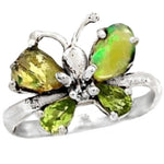 Natural Ethiopian Fire Opal Rough Peridot Gemstone Solid .925 Sterling Silver Size US 7.5 - BELLADONNA