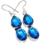 Captivating Cobalt Blue Quartz Gemstone 925 Silver Earrings - BELLADONNA